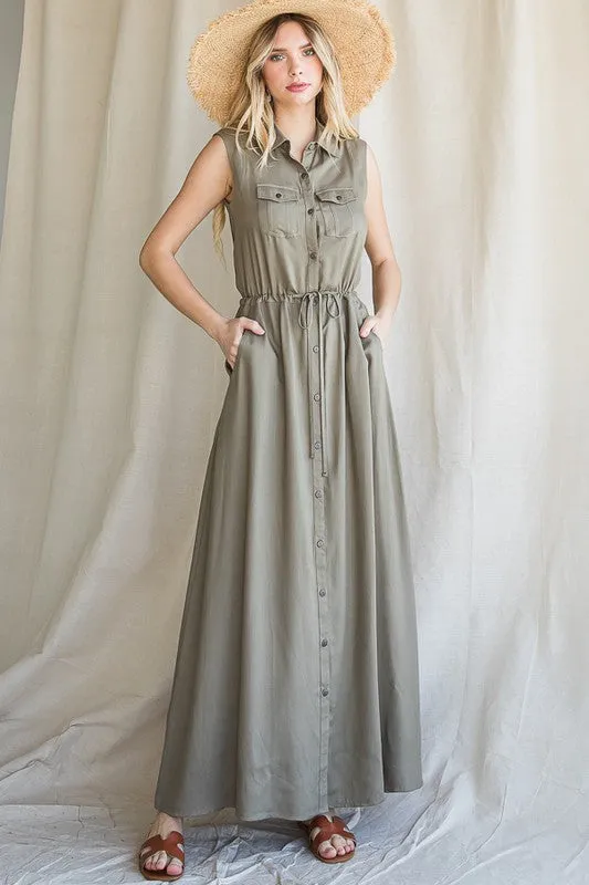 Lilyana Button Down Maxi Dress