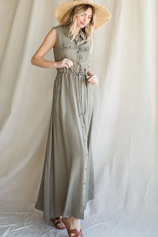 Lilyana Button Down Maxi Dress