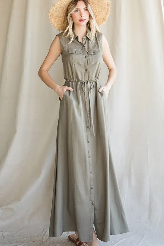 Lilyana Button Down Maxi Dress