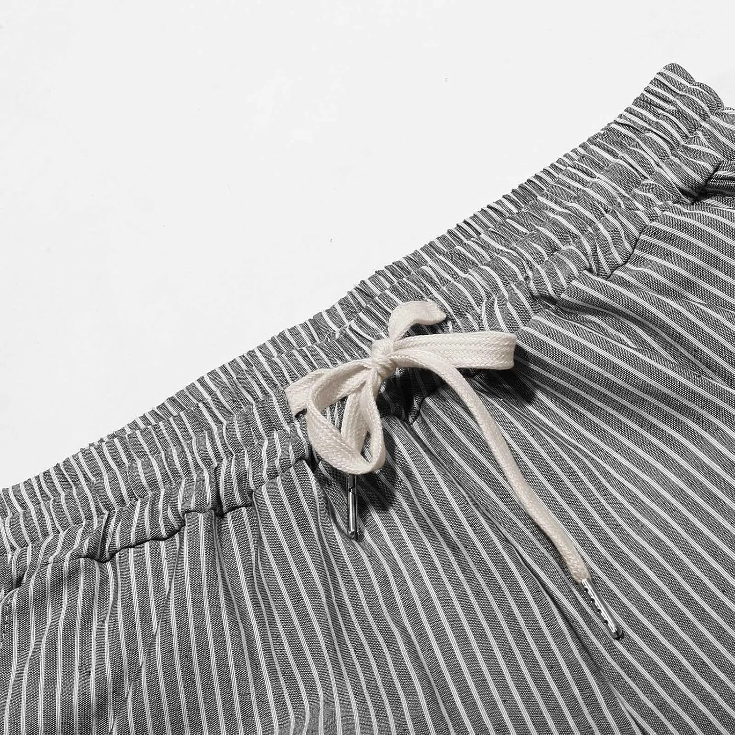 Linen Capris for Women Lightweight Summer Pants Drawstring Elastic Waisted Vacation Beach Linen Pants Casual Travel Trousers