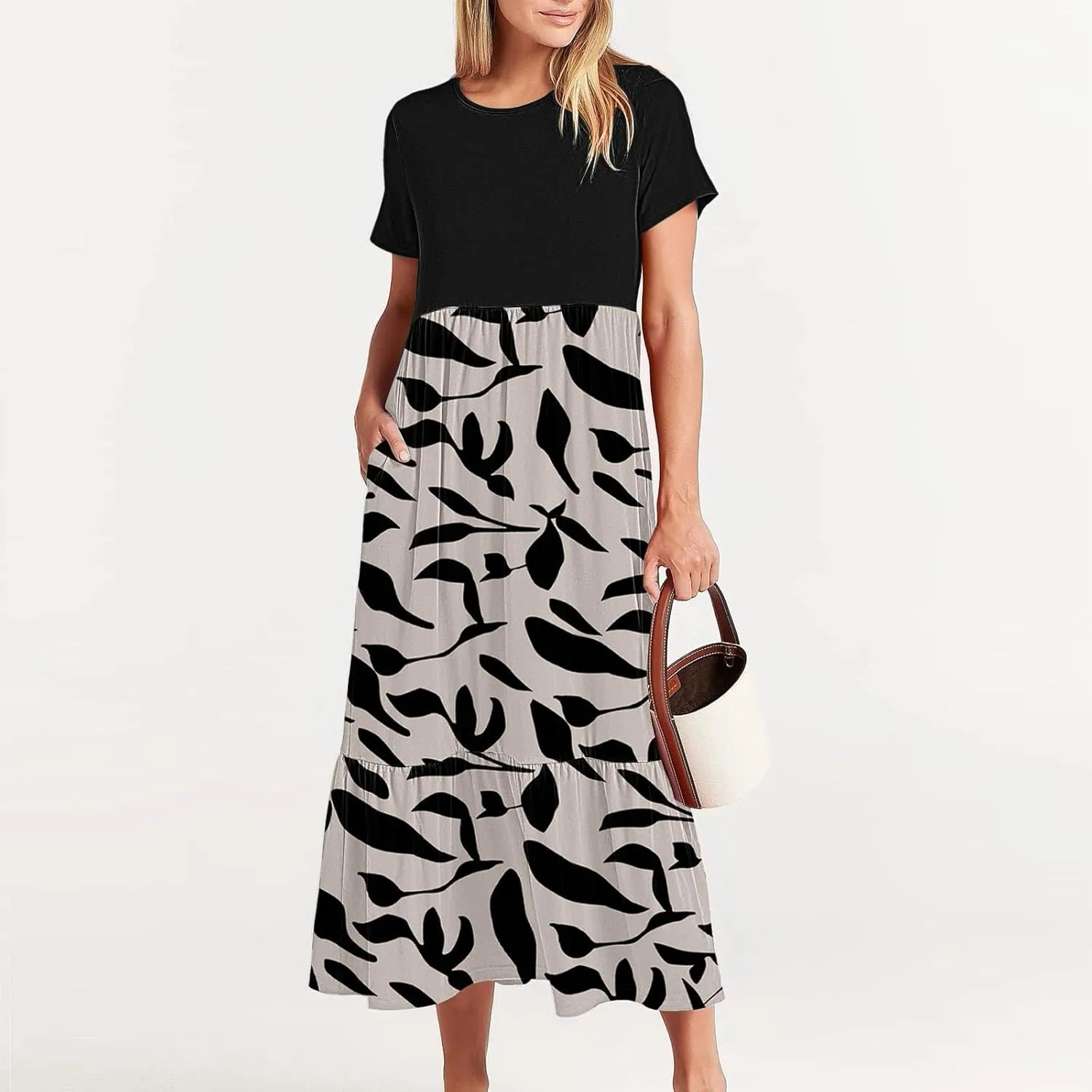 Long Floral Dresses for Women 2025 Beach Casual Elegant Spaghetti Strap Maxi Dress Patchwork Modest Flowy Boho Dress
