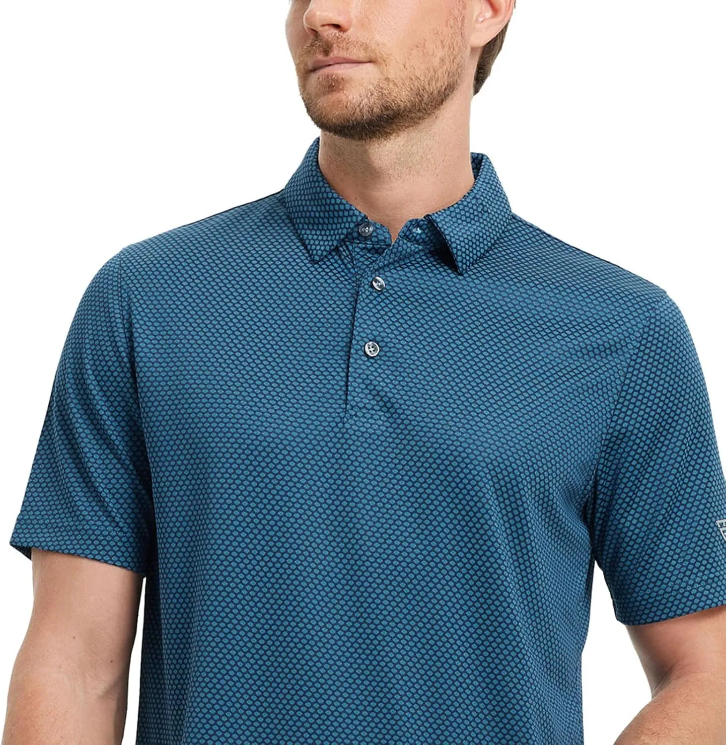 M MAELREG Golf Shirts for Men Moisture Wicking Jacquard Breathable Performance Dry Fit Collared Mens Polo Shirts Short Sleeve