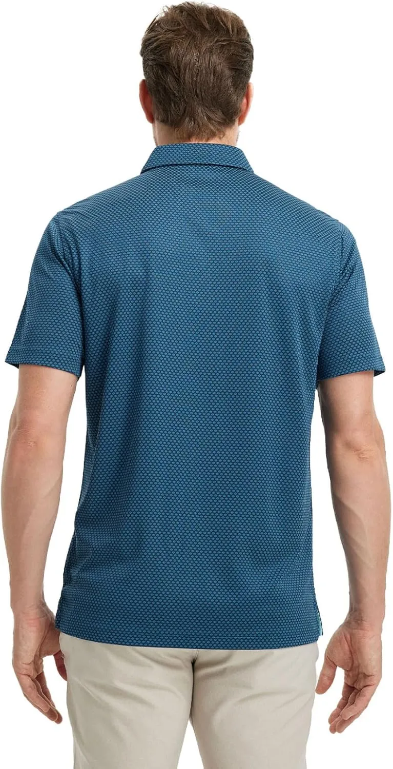 M MAELREG Golf Shirts for Men Moisture Wicking Jacquard Breathable Performance Dry Fit Collared Mens Polo Shirts Short Sleeve