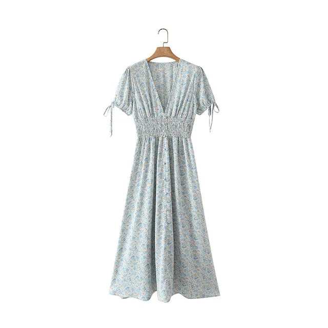 Marilyn V-neck Floral Midi Dress