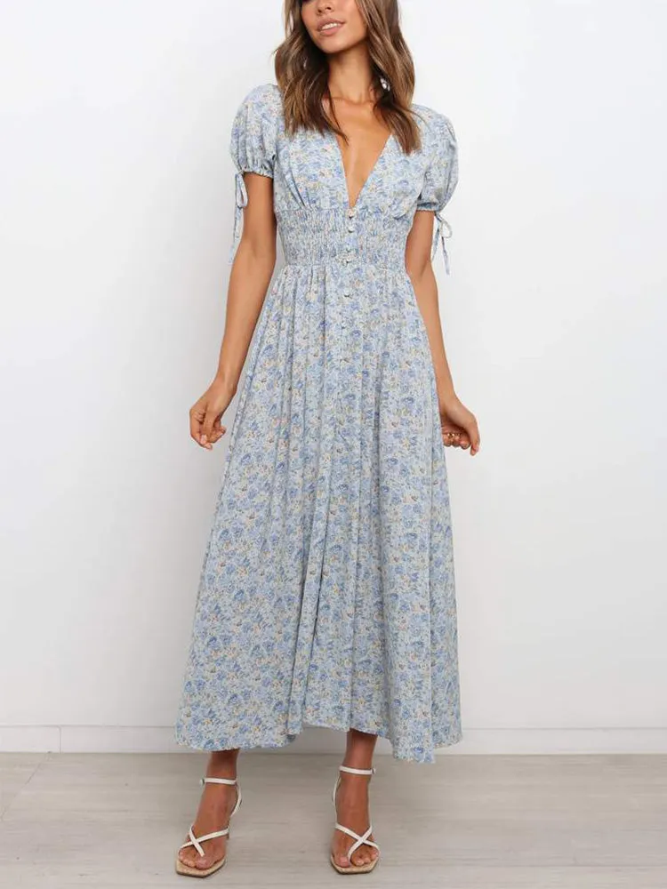 Marilyn V-neck Floral Midi Dress