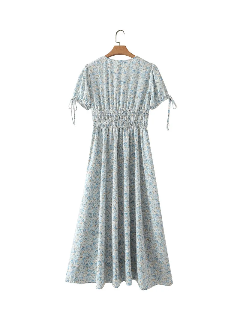 Marilyn V-neck Floral Midi Dress