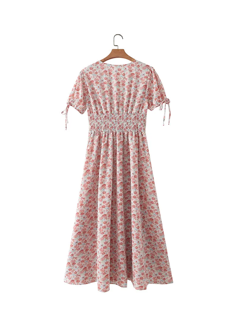 Marilyn V-neck Floral Midi Dress