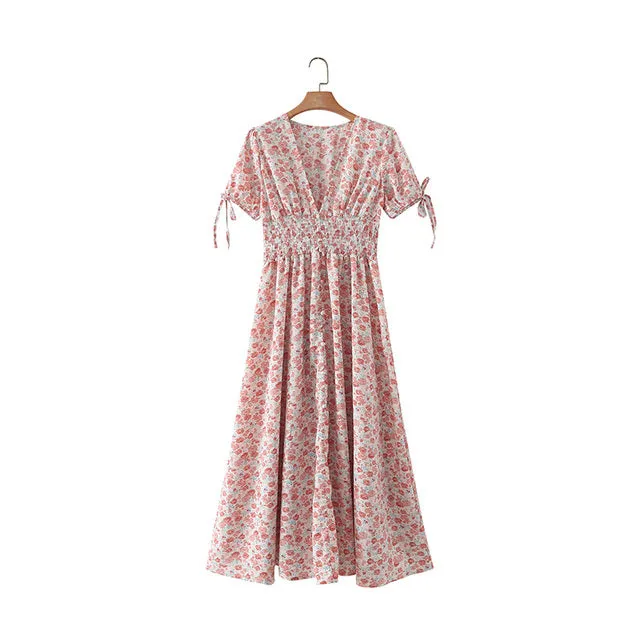Marilyn V-neck Floral Midi Dress