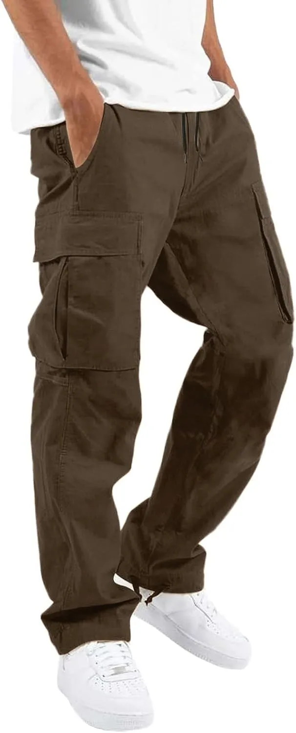 Men' S Linen Pants Casual Twill Chino Lace Up Pants Fashion Lightweight Joggers Baggy Sweatpants Athletic Pants