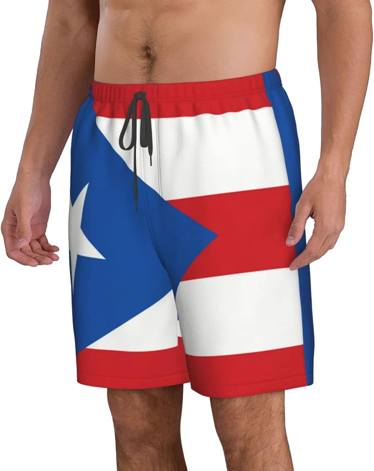 Men's Beach Shorts Drawstring Quick Dry Running Athletic Shorts Comfortable Loose Gym Shorts Swimsuit Pants with Pockets