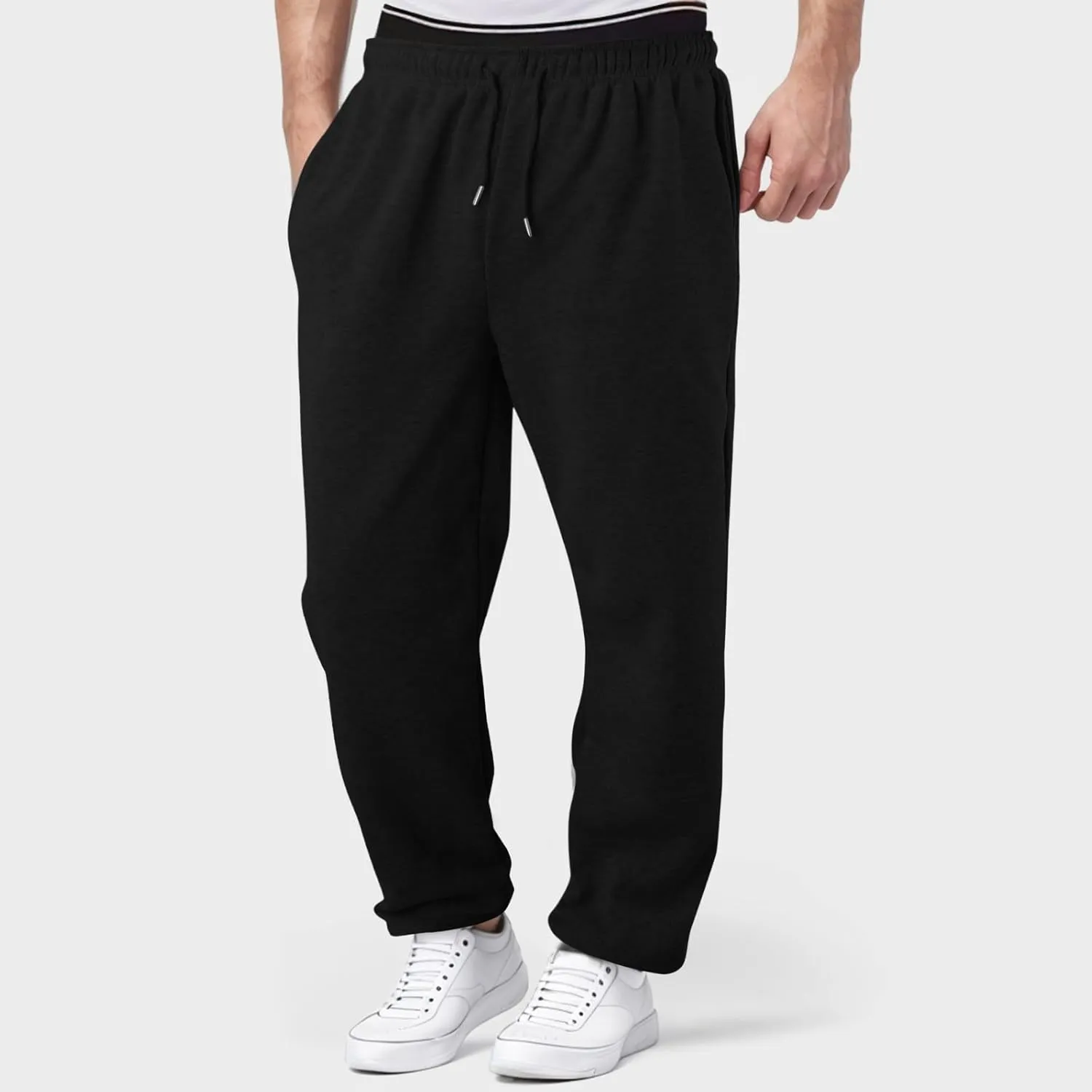 Men's Fashion Sweatpants Drawstring Baggy Wide Straight Leg Loose Fit Baggy Pants Beach Yoga Trousers