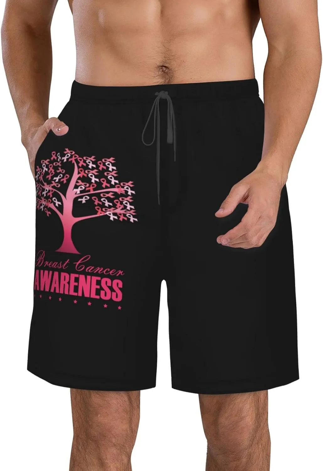 Men's Swim Trunks Beach Shorts Drawstring Quick Dry Running Shorts Comfortable Loose Gym Shorts Swimsuit Pants with Pockets