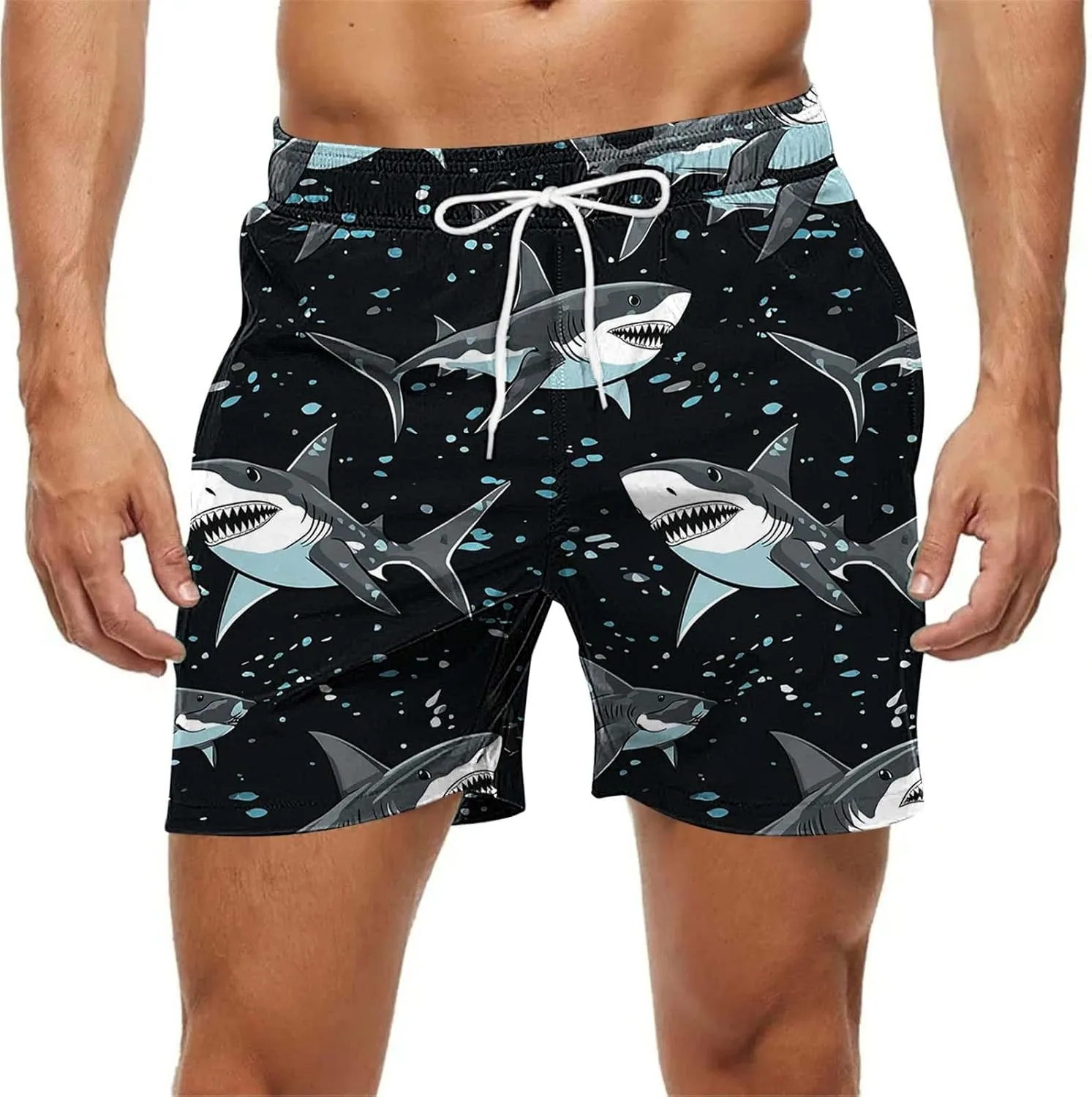 Men's Swim Trunks Quick Dry Beach Shorts with Pockets Lightweight Comfortable Drawstring Waist Swimwear Shorts