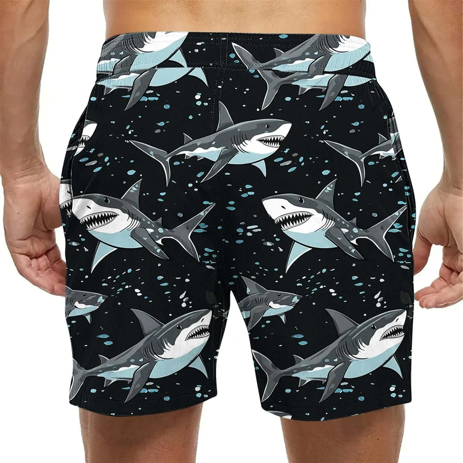 Men's Swim Trunks Quick Dry Beach Shorts with Pockets Lightweight Comfortable Drawstring Waist Swimwear Shorts