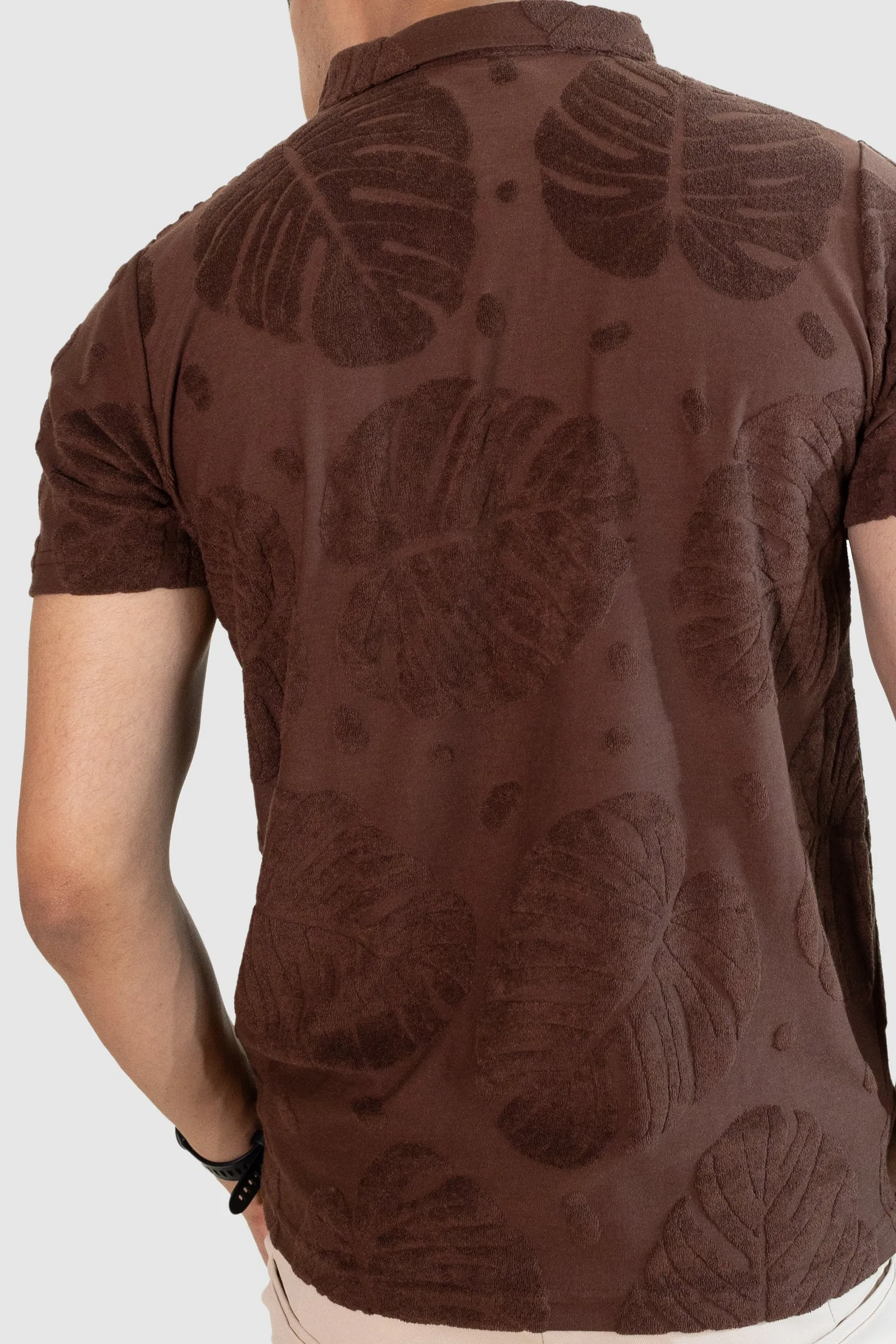 Palm Haven Polo T-Shirt: Brown
