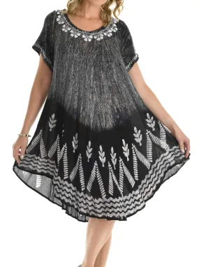 Plus Size Tie Dye and Batik Print Flowing Dress