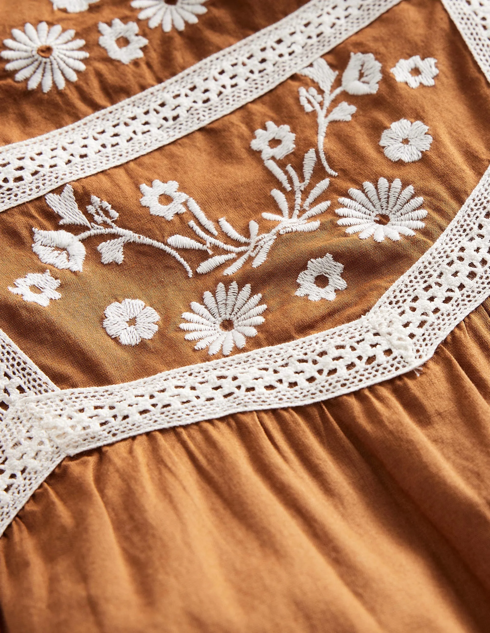 Pretty Lace Blouse-Butterscotch Brown