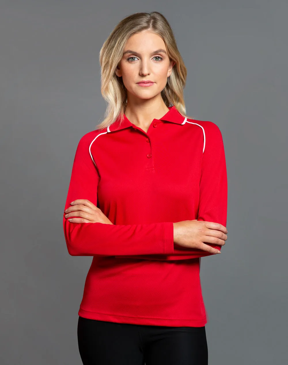 [PS44] Ladies' cooldry raglan L/S polo