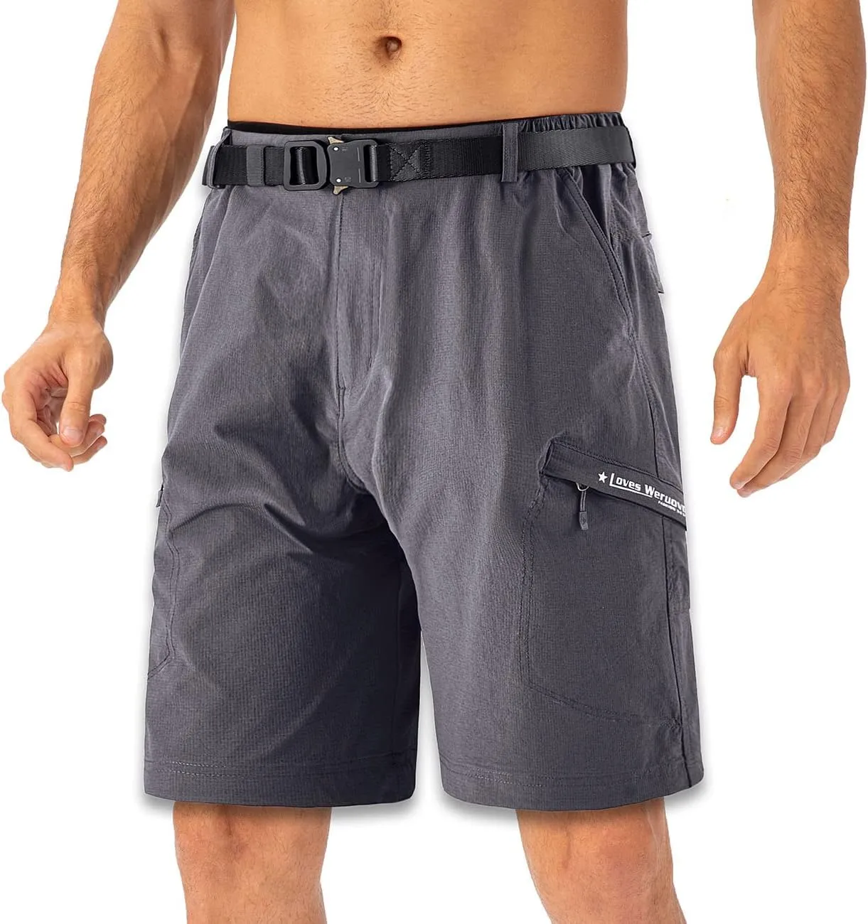 Quick Dry Cargo Shorts Men Outdoor Casual Stretchy Lightweight Fishing Hiking Breathable Comfortable Shorts No Belt
