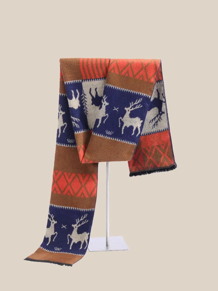 Reindeer Pattern 100% Cotton Scarf