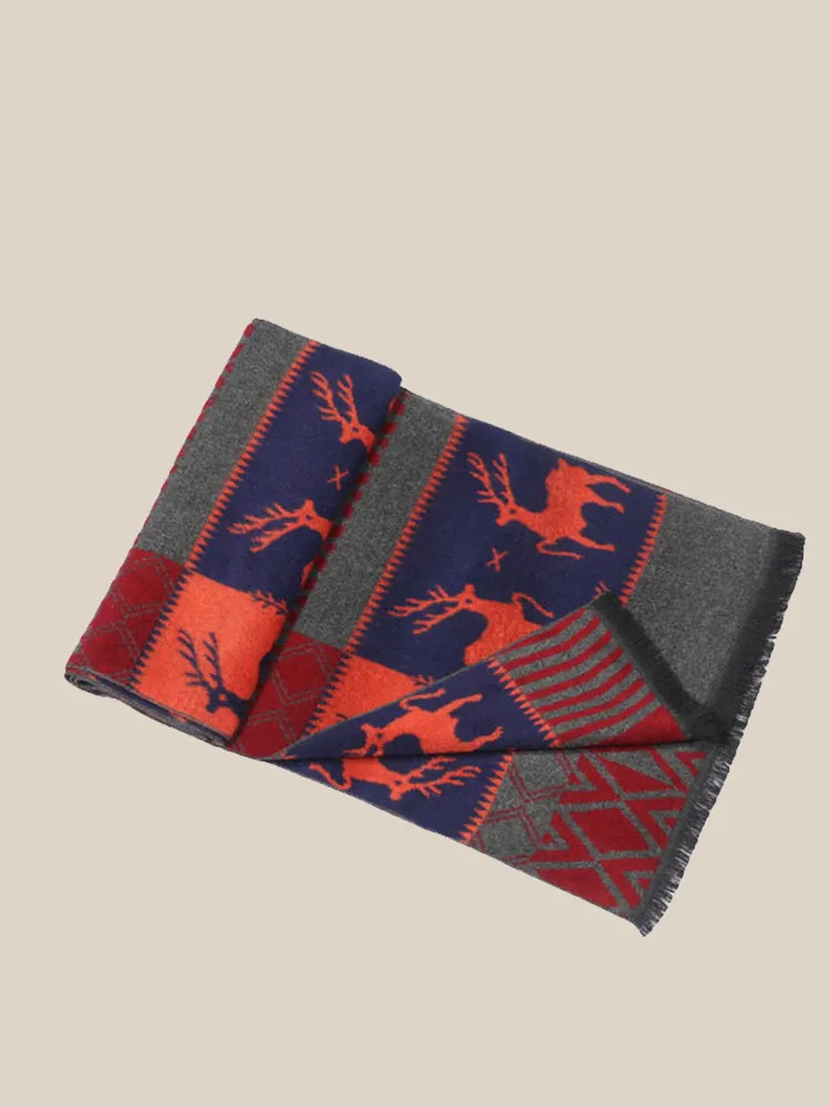 Reindeer Pattern 100% Cotton Scarf