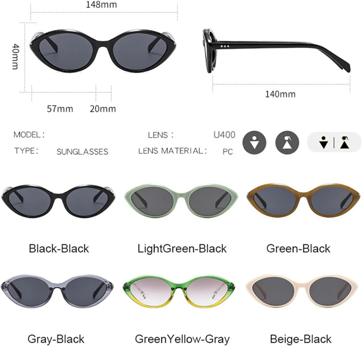 Retro Cat Eye Women Sunglasses Vintage Lens Men Luxury Uv400