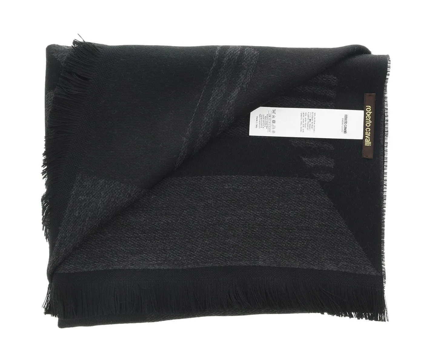 Roberto Cavalli ESZ063 05001 Grey Wool Blend Signature Mens Scarf