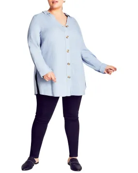 Sheila Linen Mix Shirt | Azure Blue
