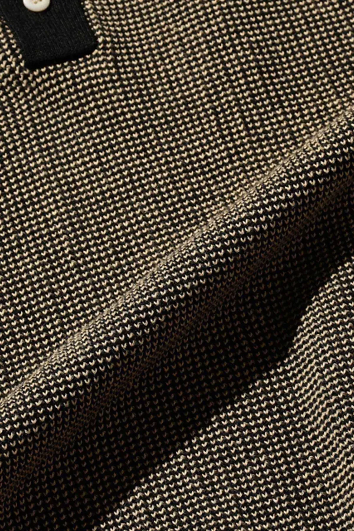 Slab Knit Polo Cotton Linen - Black