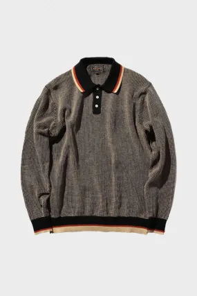 Slab Knit Polo Cotton Linen - Black