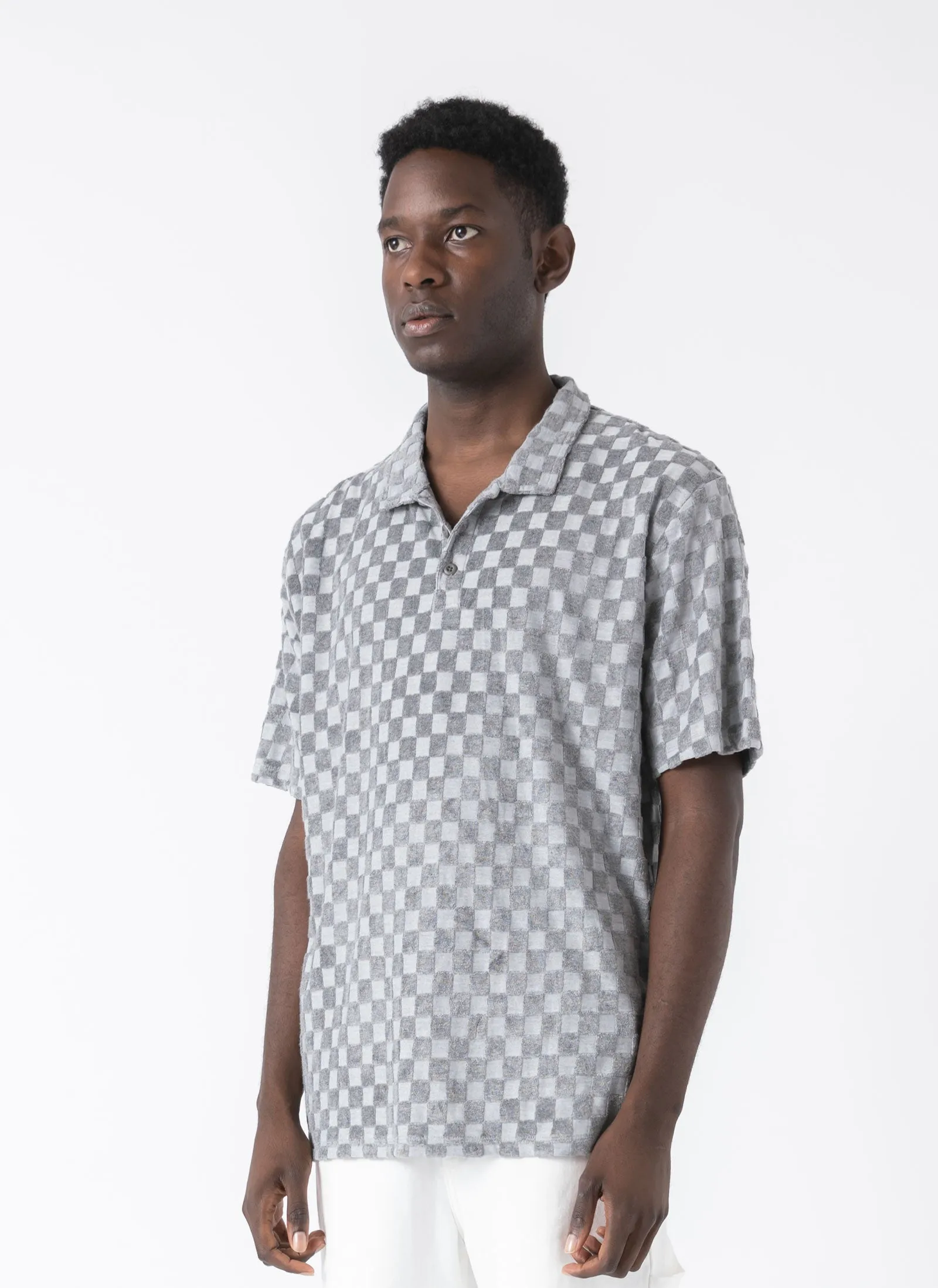 Terry Checker Polo Grey Melange