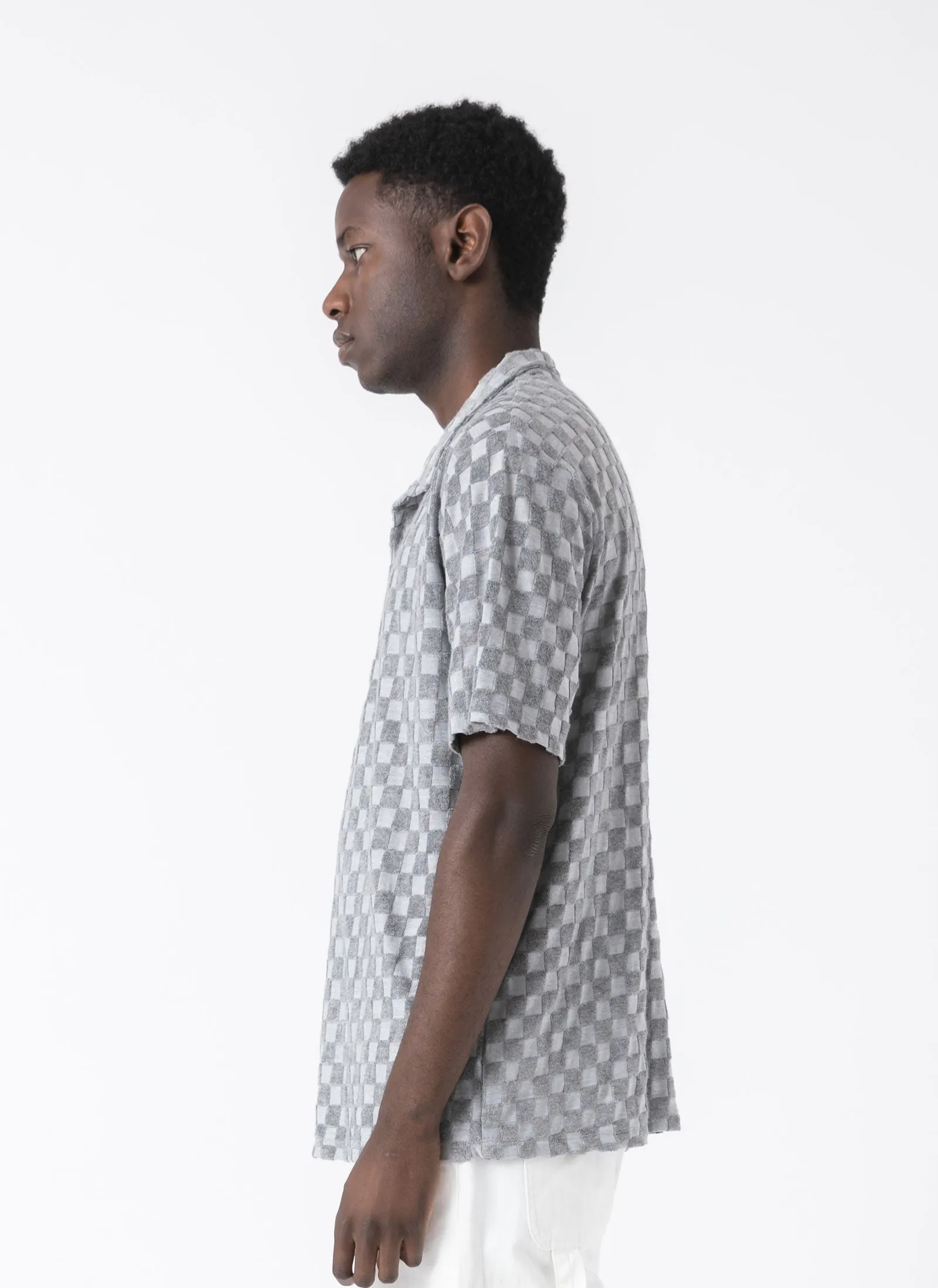 Terry Checker Polo Grey Melange