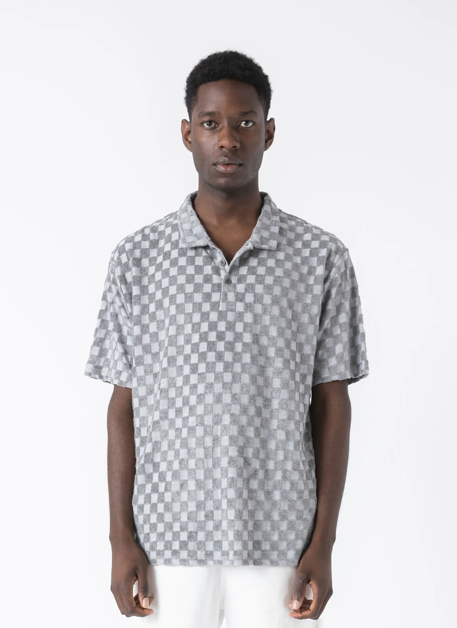 Terry Checker Polo Grey Melange