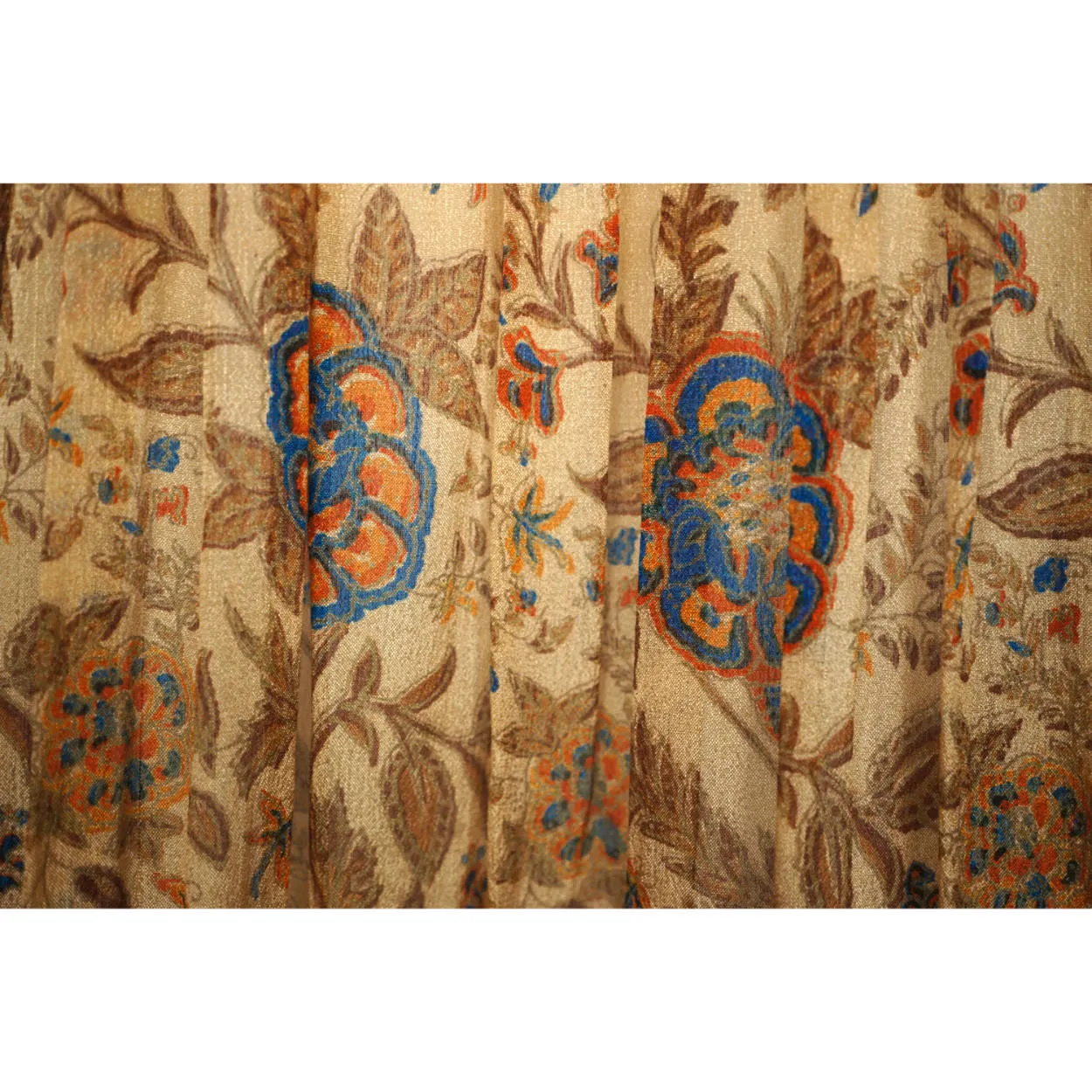 Vintage 1970s Indian Pure Silk Dress Block Printed Konarak Ashok Hotel Sz M
