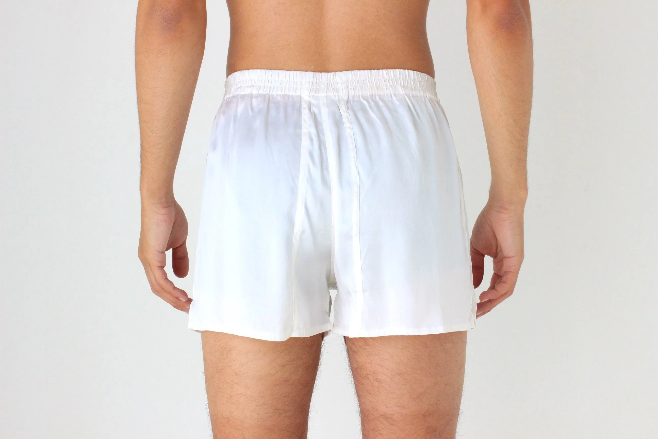 Vintage 80s PURE SILK Luxury Boxer Shorts in White