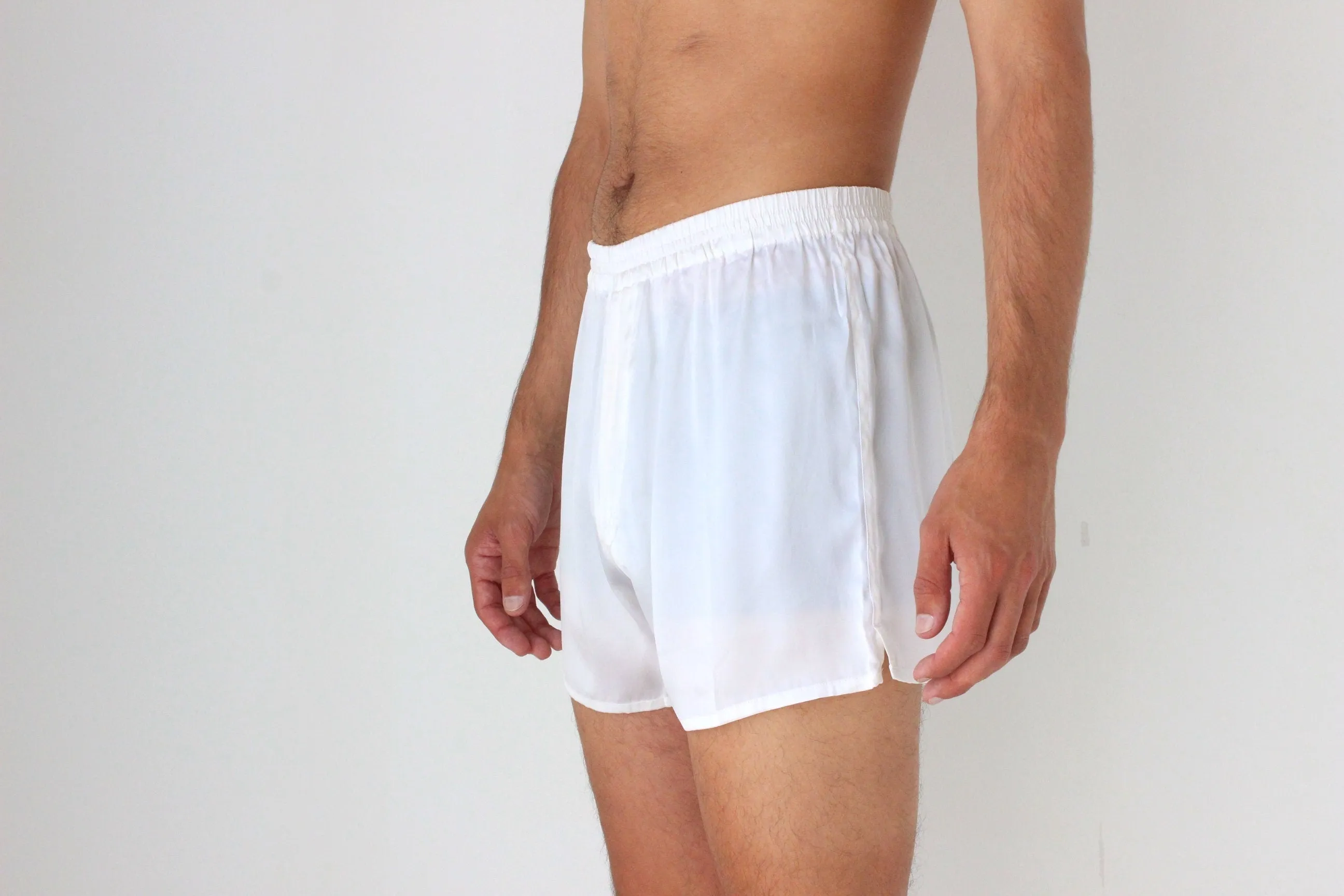 Vintage 80s PURE SILK Luxury Boxer Shorts in White