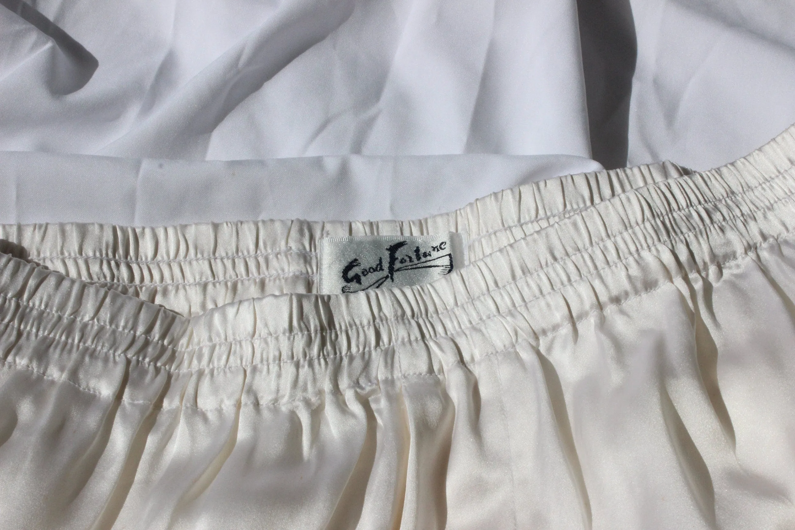 Vintage 80s PURE SILK Luxury Boxer Shorts in White