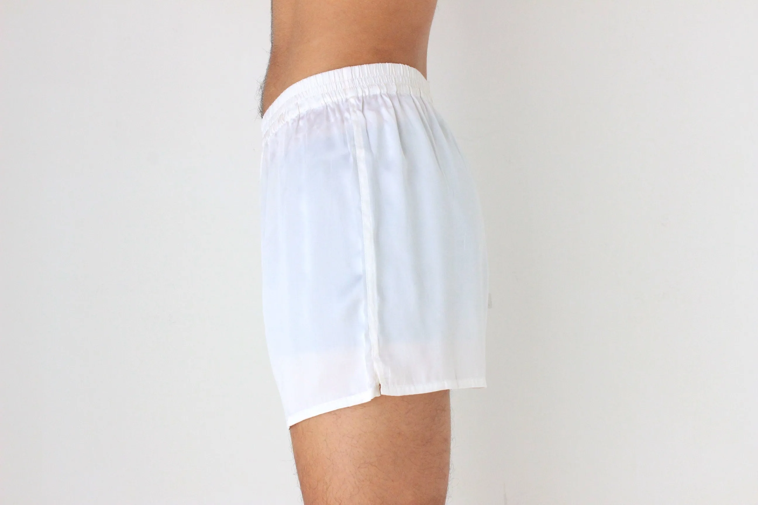 Vintage 80s PURE SILK Luxury Boxer Shorts in White