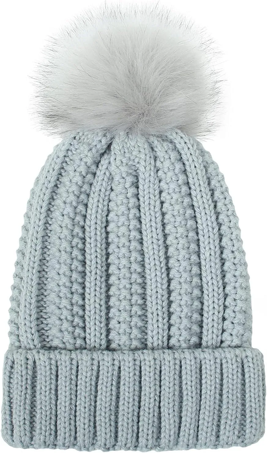 Winter Beanie Hat for Women Cotton Lined Pompom Hats Womens Chunky Trendy Warm Thick Knit Cap