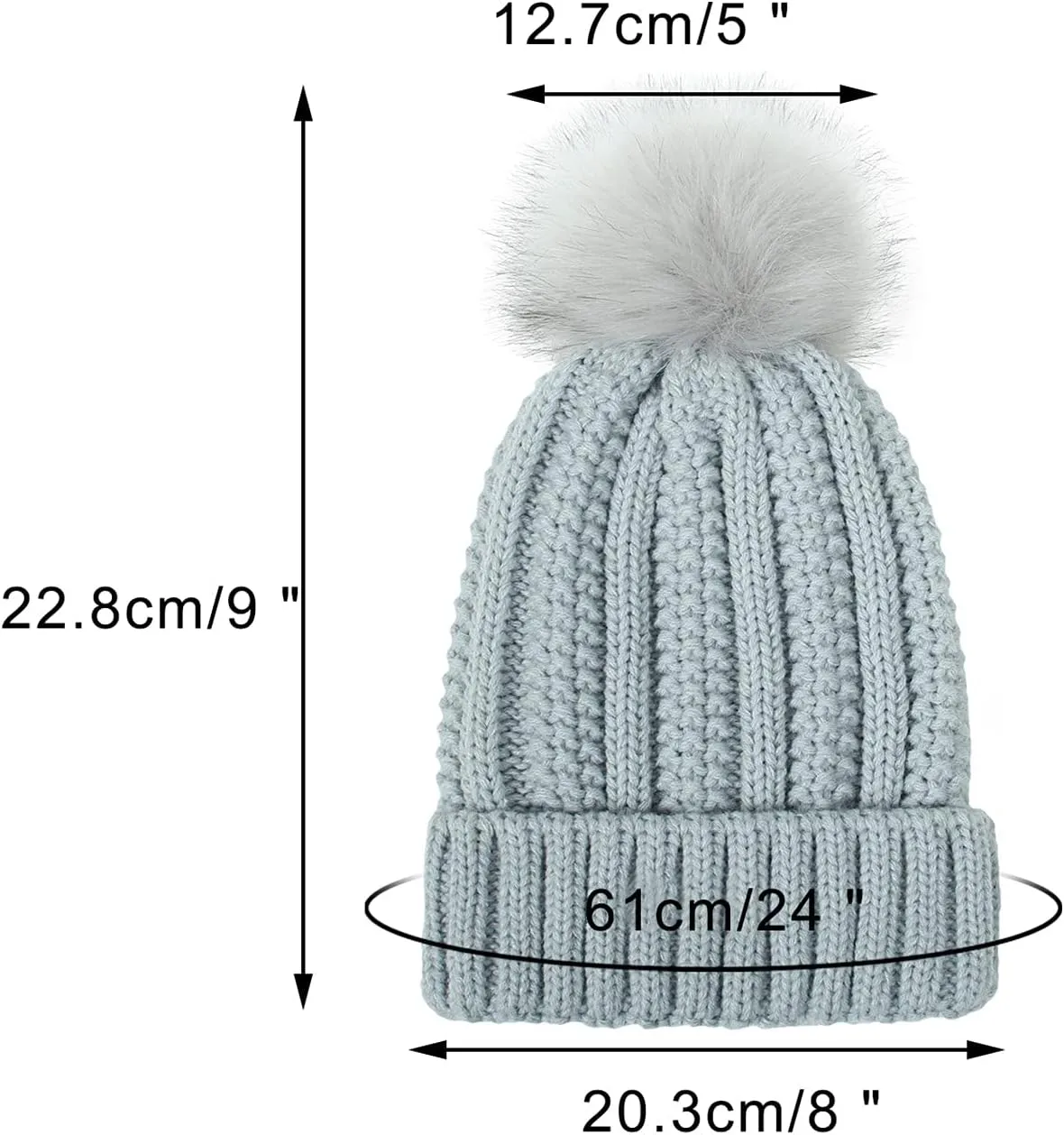 Winter Beanie Hat for Women Cotton Lined Pompom Hats Womens Chunky Trendy Warm Thick Knit Cap