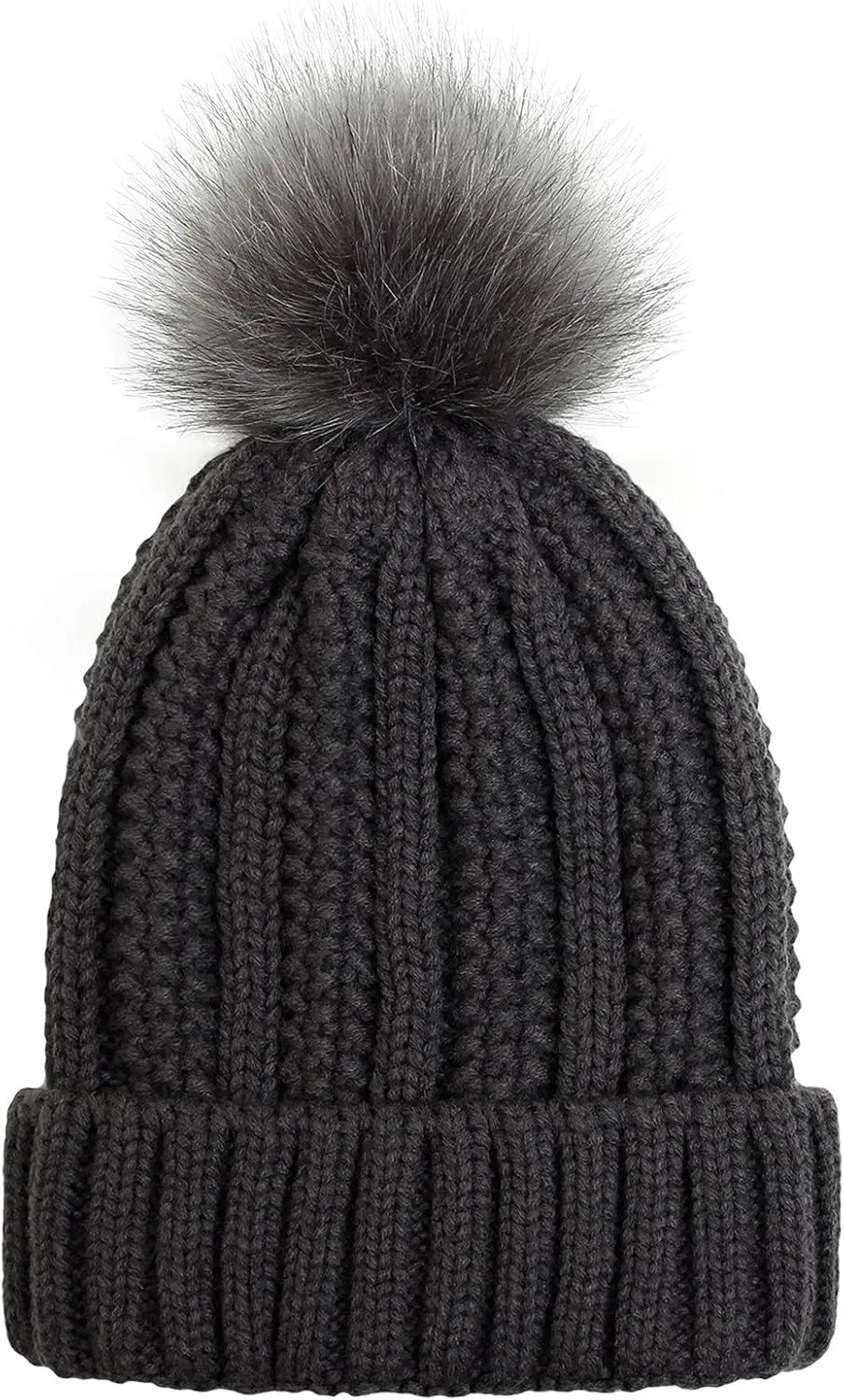 Winter Beanie Hat for Women Cotton Lined Pompom Hats Womens Chunky Trendy Warm Thick Knit Cap