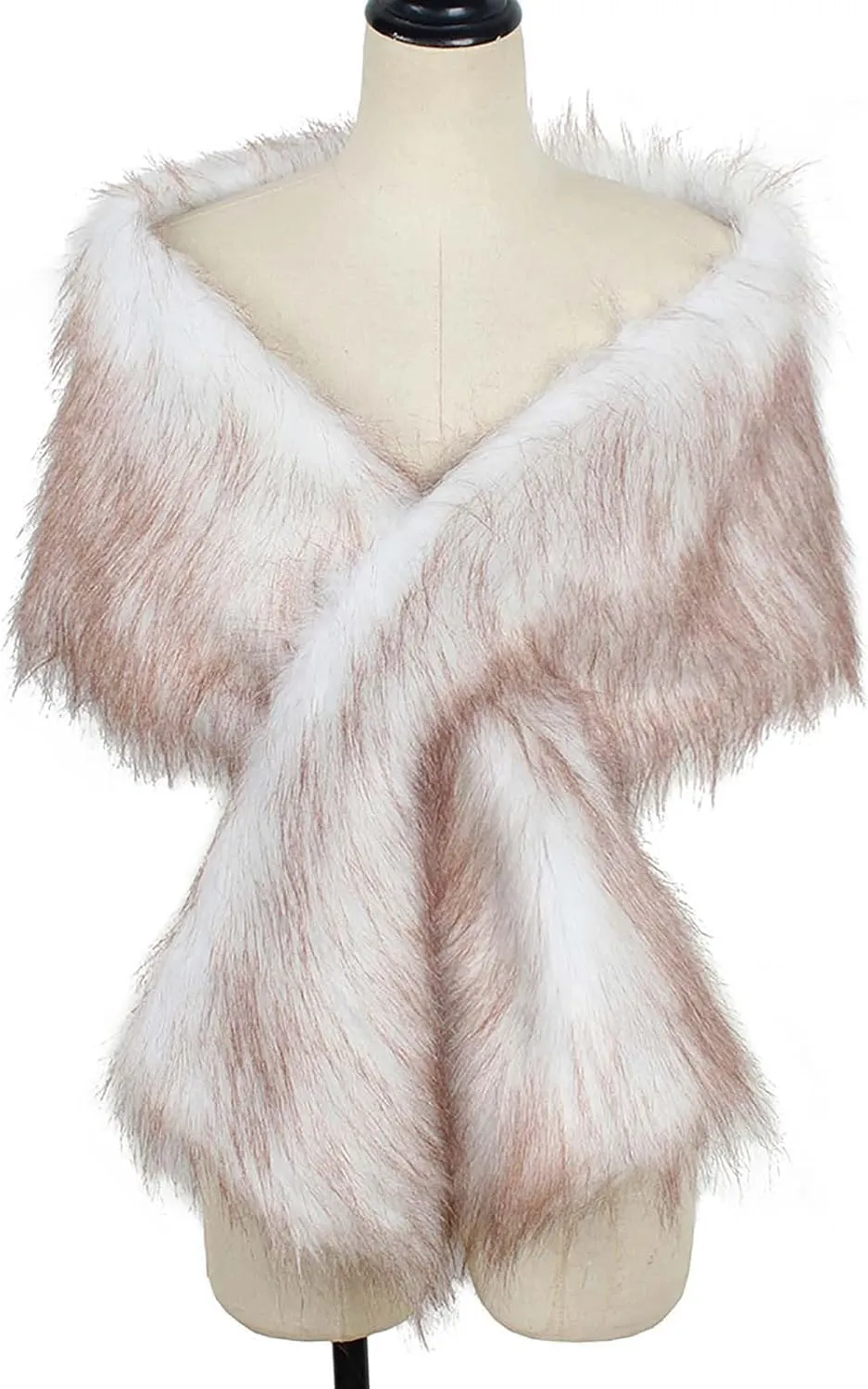 Women Faux Fur Long Shawl Wrap Scarf Shrug For Elegant Bridal Wedding Party Fashion Ladies Christmas Gifts
