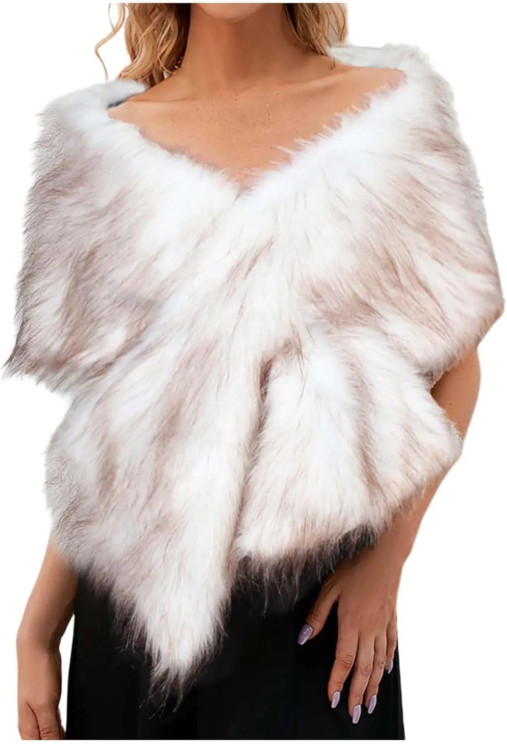 Women Faux Fur Long Shawl Wrap Scarf Shrug For Elegant Bridal Wedding Party Fashion Ladies Christmas Gifts