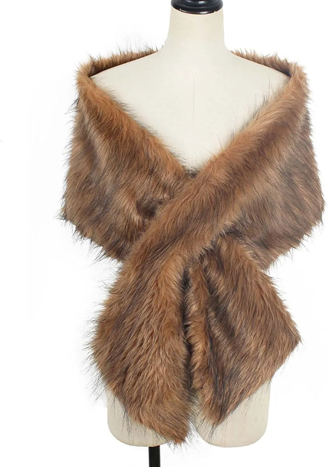 Women Faux Fur Long Shawl Wrap Scarf Shrug For Elegant Bridal Wedding Party Fashion Ladies Christmas Gifts