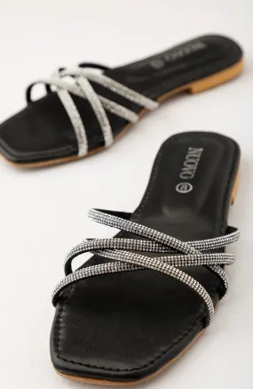 Women Slippers -  Flat Sandals - BLACK (WAFF23W-1004 BLACK)