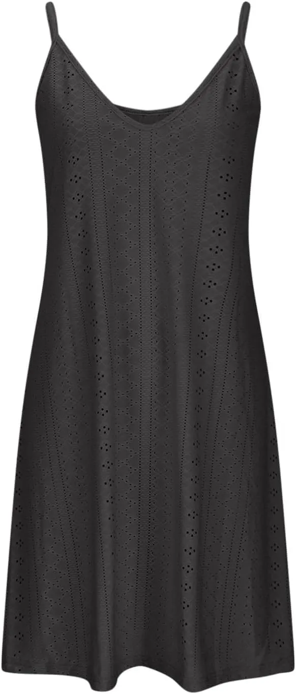 Women's Eyelet Maxi Dress V-Neck Casual 2025 Spring Summer Plu Size Elegant Chic Trendy Clothing