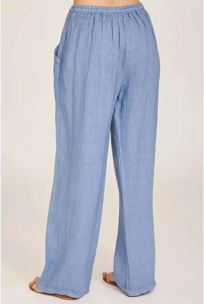 Women's Linen Summer Palazzo Pants Boho Wide Leg Drawstring High Rise Lightweight Jogger Sweatpants with Pockets