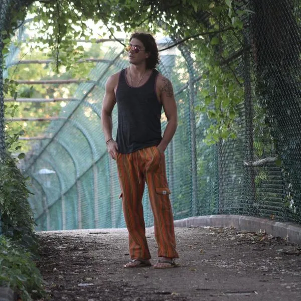 (XL) Purpleish Blue with some Green Lounge Pants 0157
