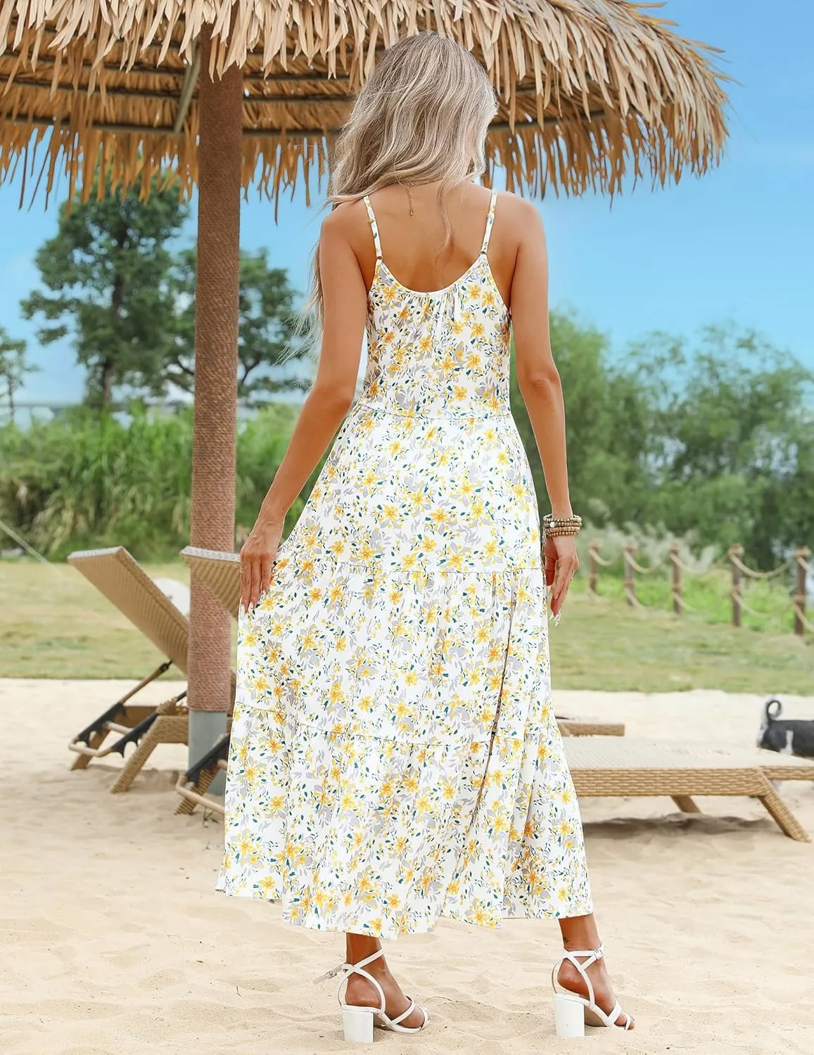 Zeagoo Womens Long Dress Adjustable Strap Floral Casual Dress
