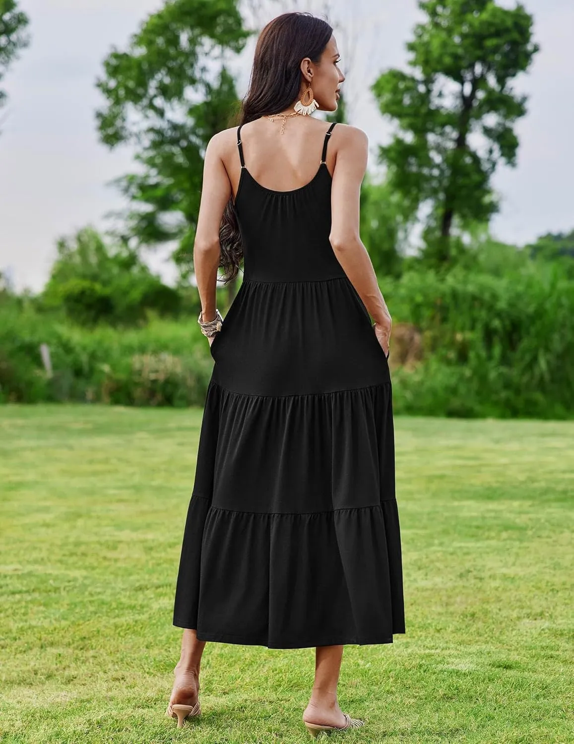 Zeagoo Womens Long Dress Adjustable Strap Floral Casual Dress